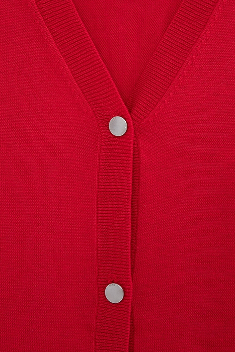 RED KNIT CARDIGAN WITH GUIPURE LACE SLEEVES 6