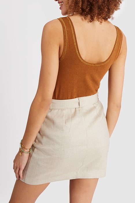 IRIDESCENT BEIGE LINEN-BLEND SUIT SKIRT 2