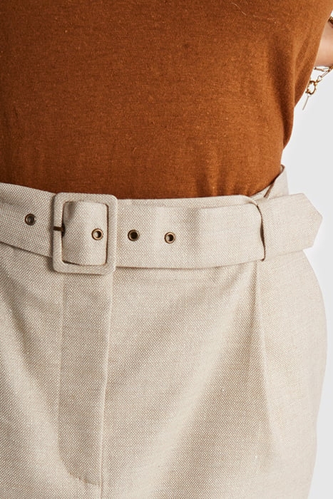 IRIDESCENT BEIGE LINEN-BLEND SUIT SKIRT 6