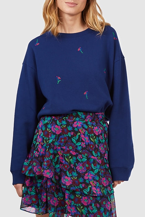 NAVY SWEATSHIRT WITH FLOWER EMBROIDERY 1