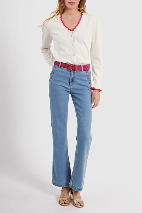 OFF-WHITE KNIT CARDIGAN WITH PINK DETAILS 3