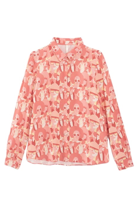 CRIMSON RED SHIRT WITH WOMEN PRINT 4