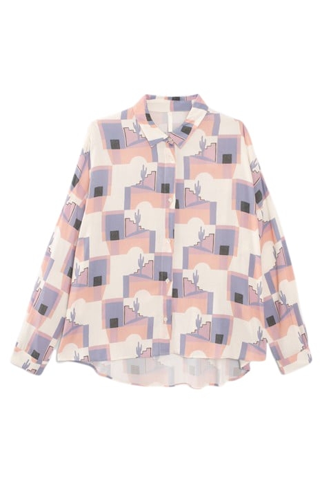 ECRU SHIRT WITH CACTUS ARTY MOTIF 3