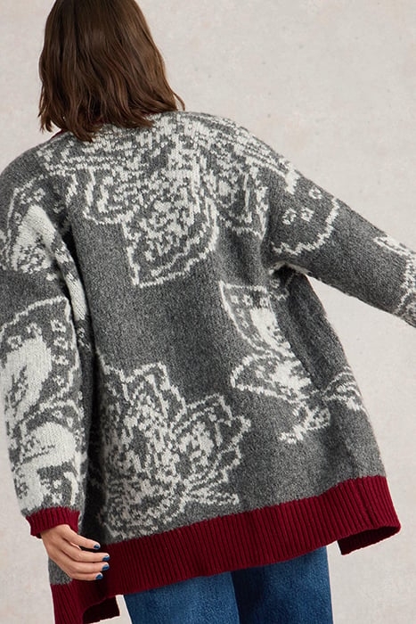 FIONA FLORAL LONGLINE CARDI GREY MULTI 4