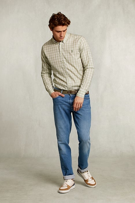 CUSTOM FIT CHECKED SHIRT GREEN/WHITE GREEN 3