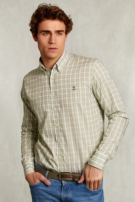 CUSTOM FIT CHECKED SHIRT GREEN/WHITE GREEN 1