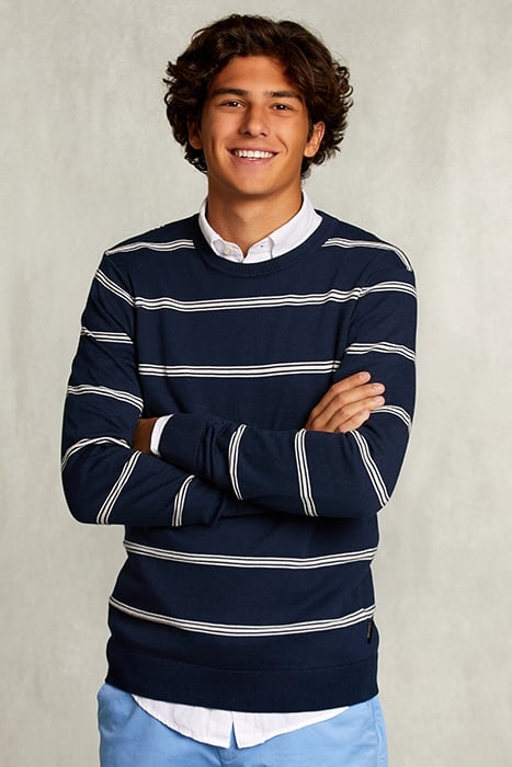 SLIM FIT STRIPED PIMA COTTON SWEATER FRENCH DARK MIX BLUE 1