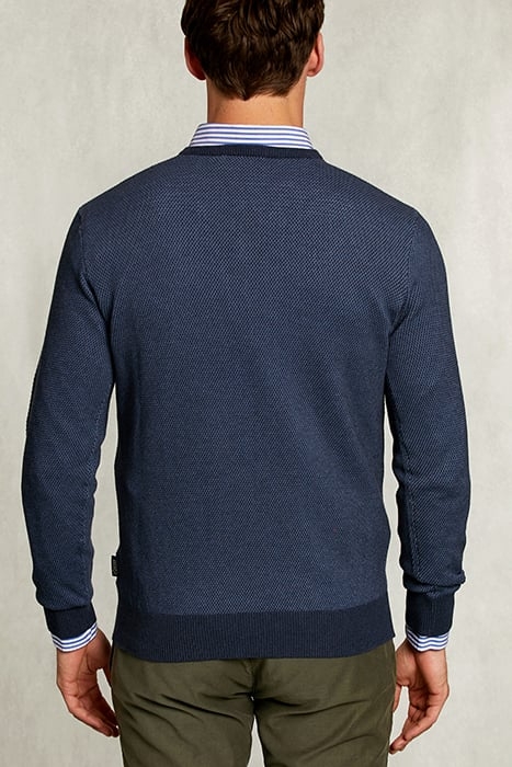CUSTOM FIT V-NECK SWEATER DARK MOMBASA MIX BLUE 2
