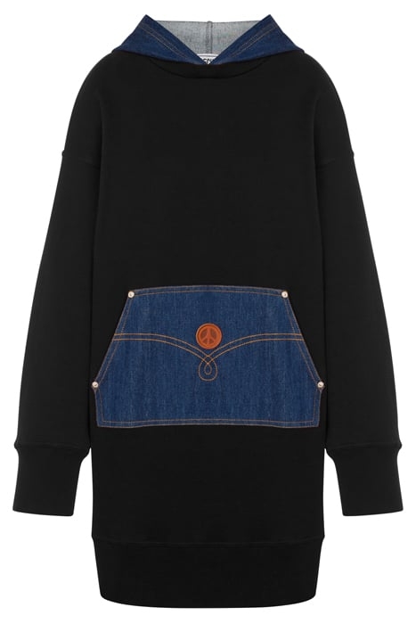 DENIM DETAILS SWEATSHIRT DRESS BLACK 3