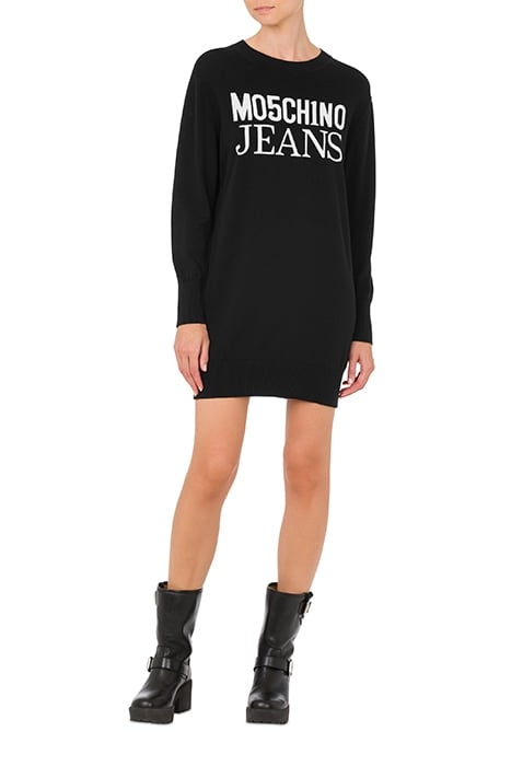 JACQUARD LOGO KNIT DRESS BLACK 1