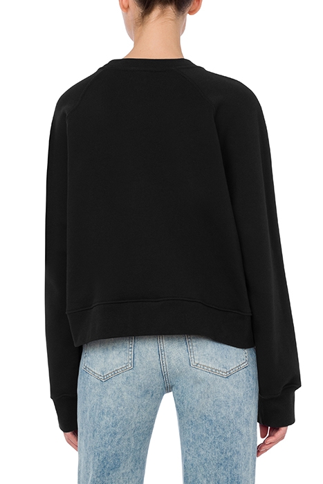 PEACE SIGN PRINT DIAGONAL COTTON SWEATSHIRT BLACK 2