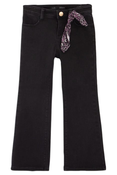 GIRLS’ BLACK FLARED JEANS WITH PAISLEY PRINT BOW 3