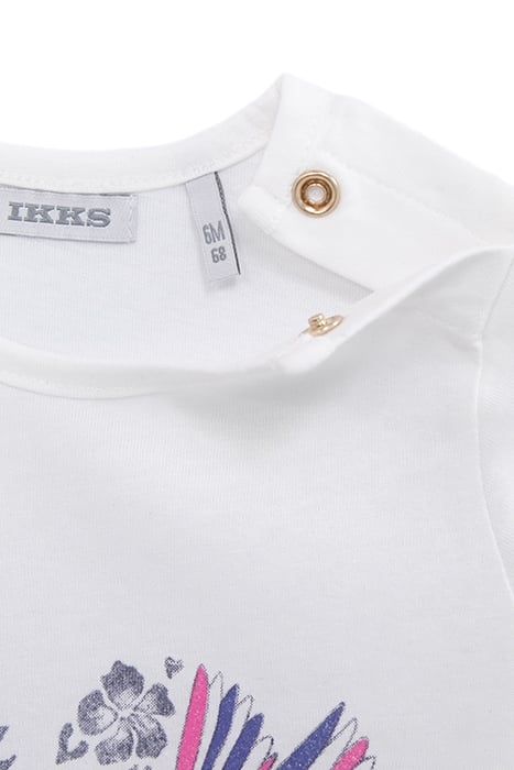 BABY GIRLS' ECRU T-SHIRT, HEART-SHAPED HUMMINGBIRD IMAGE 4