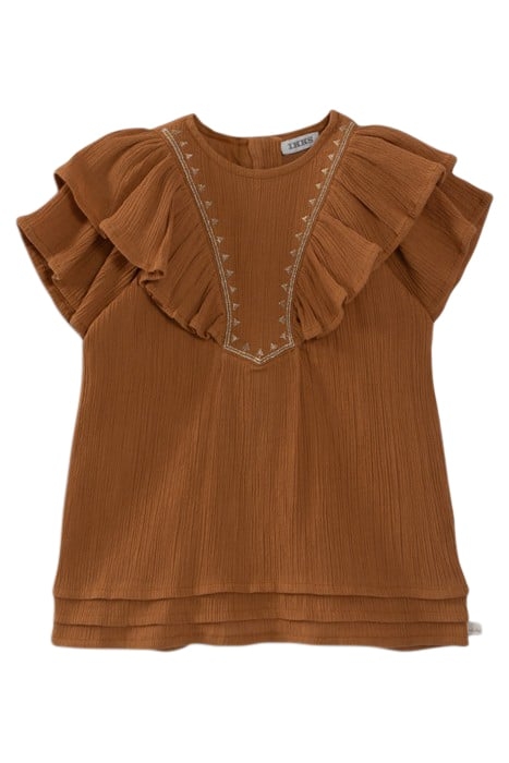 BABY GIRLS’ CAMEL DRESS WITH RUFFLED & EMBROIDERED DICKEY 1