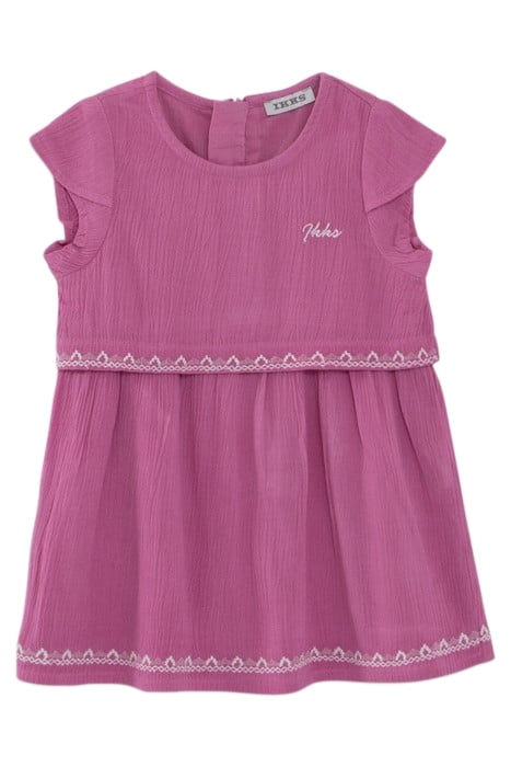 BABY GIRLS’ MAUVE CREPE DRESS WITH ETHNIC EMBROIDERY 1