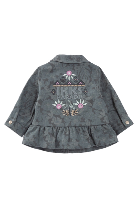 BABY GIRLS’ KHAKI DENIM SAFARI JACKET, XL FLOWERS 2