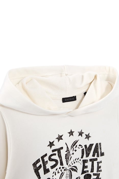 GIRLS’ ECRU HOODIE WITH ROCK DRAWINGS AND SLOGAN 3