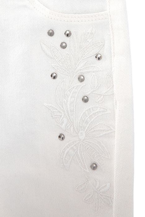 GIRLS' ECRU SKINNY JEANS WITH EMBROIDERY AND STUDS 6