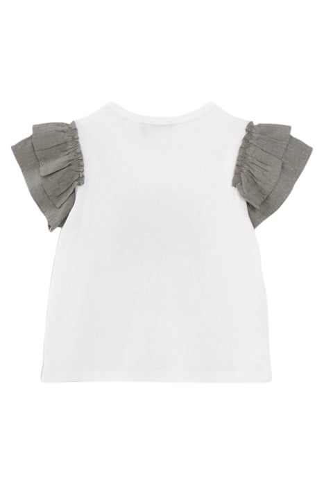 GIRLS’ OFF-WHITE T-SHIRT, PALM TREES AND RUFFLED SLEEVES 2
