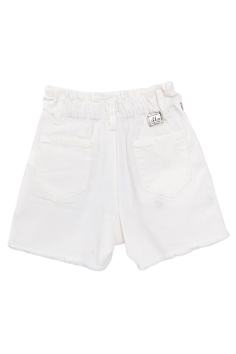 GIRLS' ECRU DENIM SHORTS WITH EMBROIDERED BRAID DOWN SIDES 2