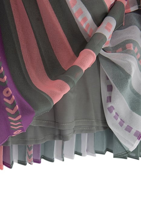 GIRLS' KHAKI PLEATED LONG SKIRT WITH ETHNIC MOTIF 6