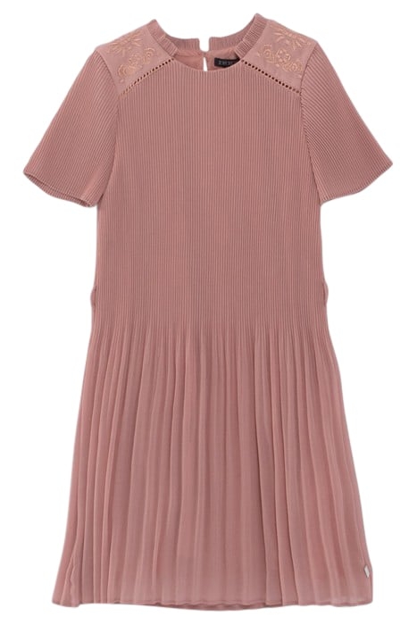 GIRLS’ PINK PLEATED DRESS WITH EMBROIDERED SHOULDERS 3