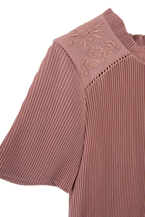 GIRLS’ PINK PLEATED DRESS WITH EMBROIDERED SHOULDERS 4