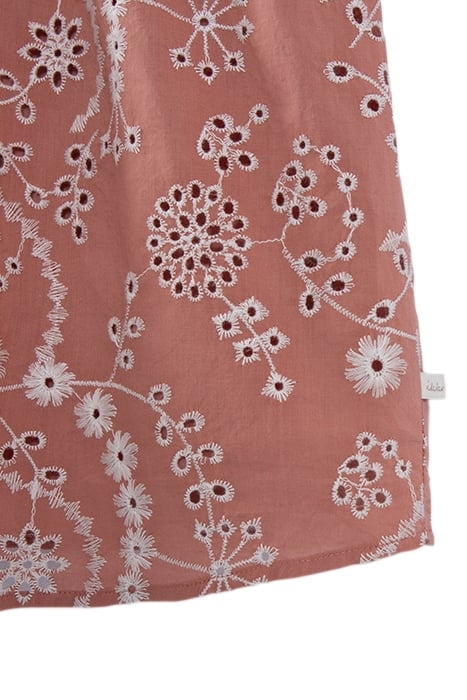 GIRLS’ OLD PINK ORGANIC COTTON DRESS, EMBROIDERED FLOWERS 7