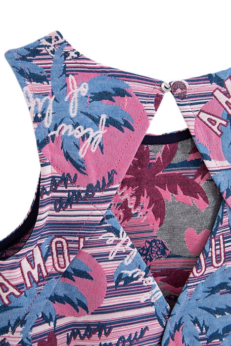 GIRLS' WHITE DRESS WITH PALM-TREE LEOPARD JACQUARD 4