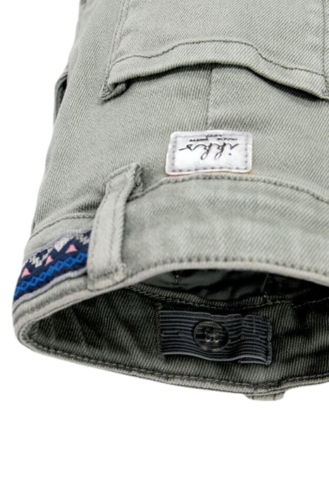GIRLS' KHAKI CARGO JEANS WITH EMBROIDERED BRAID 6