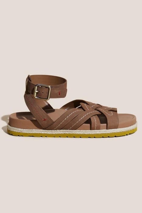 WEAVE FOOTBED SANDAL MID TAN 1