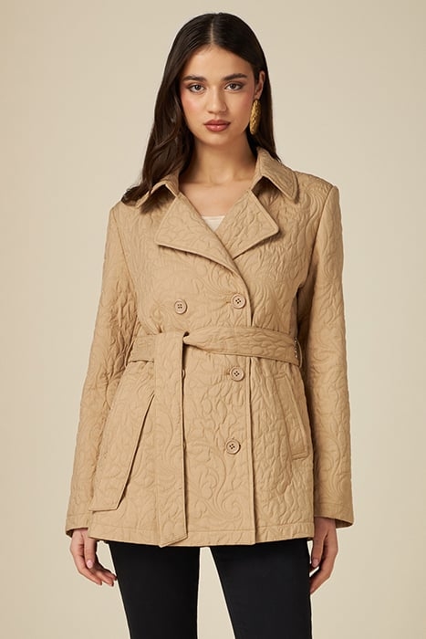 MATELASSÉ MIDI TRENCH COAT NATURAL 1