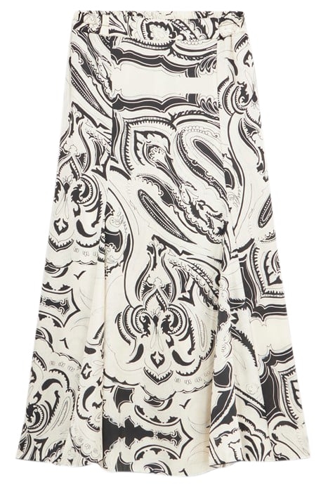 PATTERNED SATIN LONG SKIRT WHITE 4