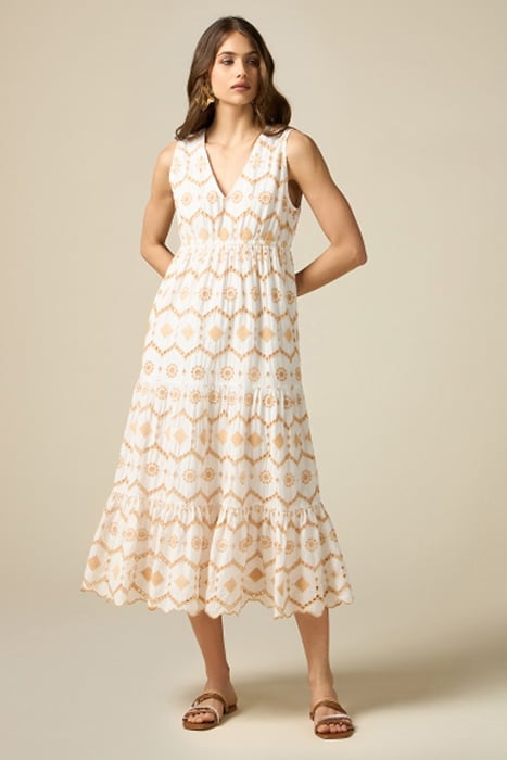 LONG BRODERIE ANGLAISE DRESS WHITE 1