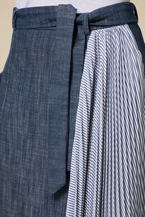 FLARED DENIM SKIRT WITH PLEATED DETAIL BLUE 5