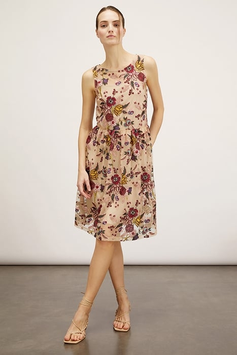 SHORT EMBROIDERED TULLE DRESS RED 1