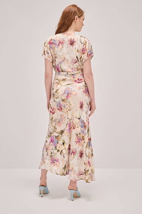 LONG FLORAL PRINT DRESS NATURAL 2