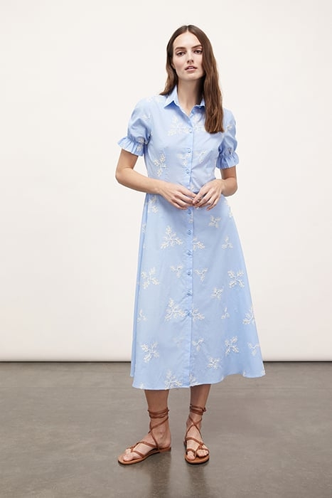 EMBROIDERED CHEMISIER DRESS BLUE 1