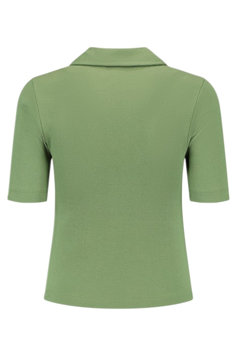 RIB BUTTON T-SHIRT FERN GREEN 2