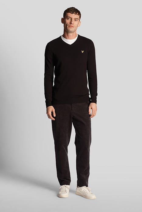 COTTON MERINO V NECK JUMPER JET BLACK 3