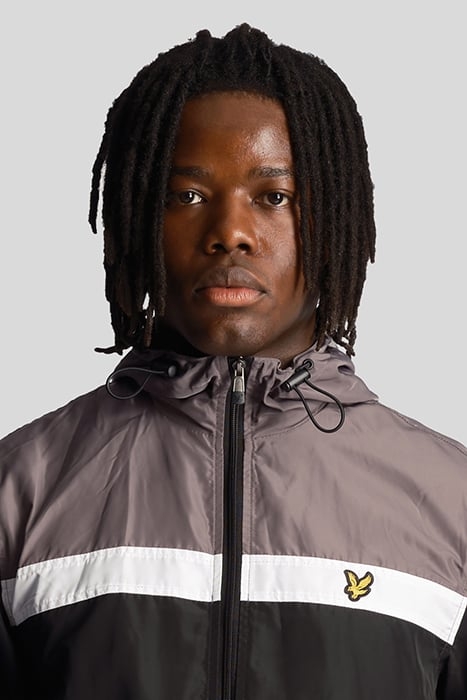 COLOUR BLOCK ZIP THROUGH HOODED JACKET JET BLACK 4