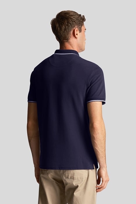 CO-ORDINATE PRINT TIPPED POLO SHIRT NAVY/ WHITE 2