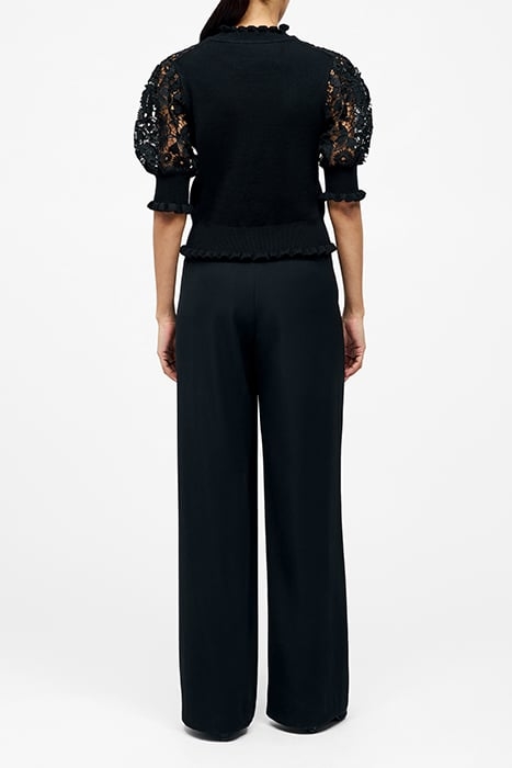 CROCHET LACE MIX KNIT TOP BLACK 2