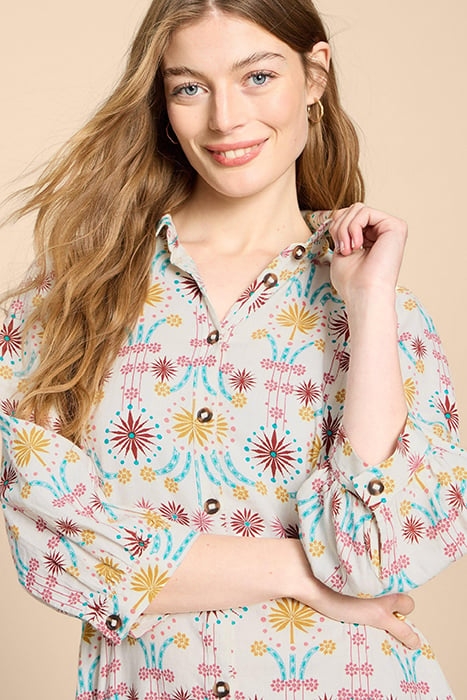 HAYDEN LINEN BLEND SHIRT DRESS NATURAL PRINT 6