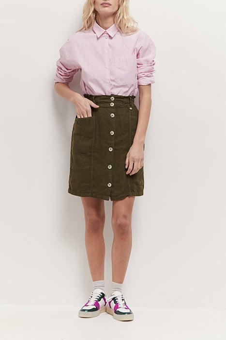 JETTY - BUTTONED KHAKI LINEN SKIRT 3