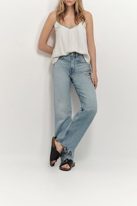 CALLY - ECRU TOP WITH MULTICOLOURED LUREX STRIPES 2