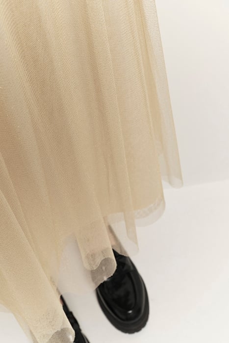 JOSEPHA - CHAMPAGNE-COLOURED LONG SKIRT IN SEQUINED TULLE 5