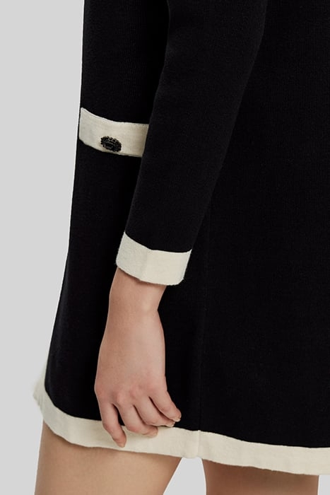 BLACK KNIT MID-LENGTH CARDIGAN WITH ECRU EDGES 5