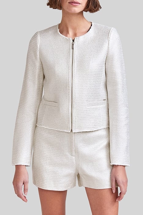 SILVER COATED COTTON KNIT TWEED-STYLE JACKET 1