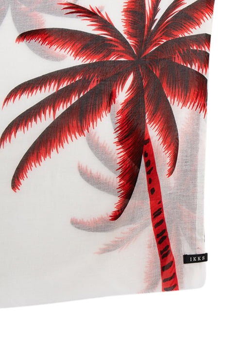 RED SCARF WITH PALM TREE MOTIF 4